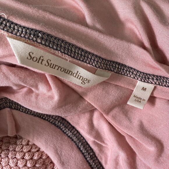 Soft Surroundings Top Women Medium Textured Waffle Layer V Neck Blouse Pink - Picture 6 of 9